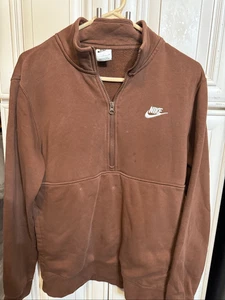 Nike Sportswear Para Hombre Media Cremallera Forrada de Vellón Sudadera Marrón Pequeña - Imagen 1 de 6