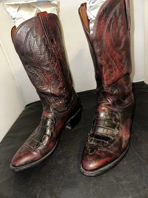 lucchese 1883 Men’s Cowboy Western Boots Cherry Leather Size 9.5 D 21374  - Image 1 of 4