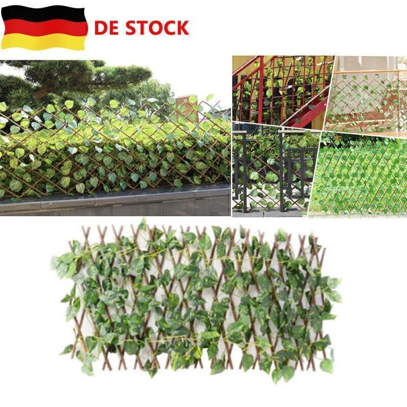 Versenkbare Garten Zaun Spalier Sichtschutz mit Künstliche Pflanzen Outdoor Neu - Bild 1 von 4