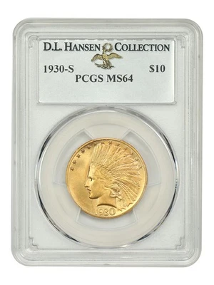 1930-S $10 PCGS MS64 ex: D.L. Hansen - Indian $10 - Image 1 of 4