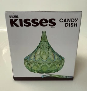 Plato de caramelo cubierto de cristal Hershey's Kisses de Godinger en verde, nuevo en caja - Imagen 1 de 5