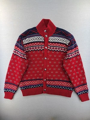 Polo Ralph Lauren Fair Isle Cárdigan Suéter Para Hombre XL Rojo Búfalo Níquel Lino Foto 1 de 4