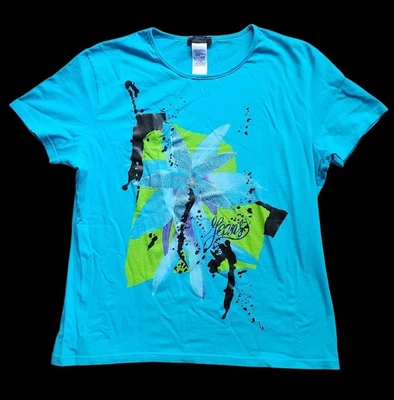 Camiseta Vintage Christian Lacroix Jeans Gráfica Floral Azul Turquesa Talla M Foto 1 de 3