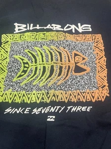 FUN! Billabong Boys T Shirt Size Small 10 Navy Blue Neon Fish Skeleton Graphic - Picture 1 of 9