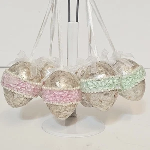 6 MOSAIK KUNST GLAS OSTEREI HANDGEMACHT 2,5 X 2" DEKORATION  - Bild 1 von 4