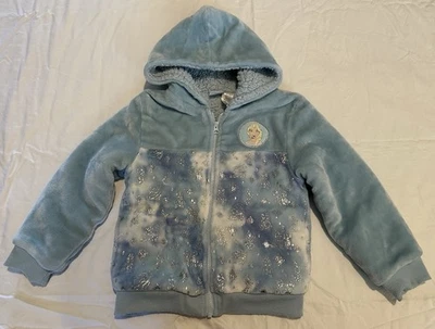 Casaco Disney Frozen Girls forrado de pelúcia com zíper tamanho 7 bom estado. - Imagem 1 de 4