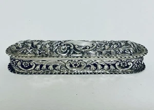 Antike viktorianische massive Sterlingsilber Schmuck ovale Schminktisch Schatulle 1901 - Bild 1 von 17