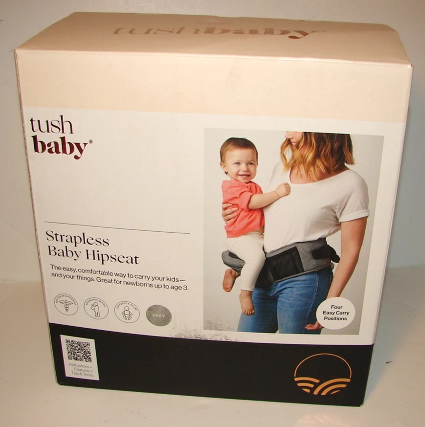 TUSHBABY Hip Seat Carrier Safety Certified Baby HIPSEAT Grey Color Strapless