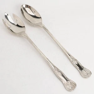 Kings Pattern Silverplate 12 3/4" Set of Oversized Salad Servers No Monogram - Picture 1 of 5