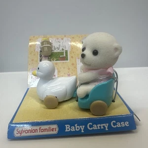 BABY CARRY CASE  POLAR BEAR AND DUCK RIDE VINTAGE SYLVANIAN FAMILIES - Picture 1 of 10