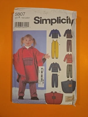 SIMPLICITY PATTERN 5807 TODDLERS' JUMPSUIT, PANTS, JACKET, PULLOVER TOP & PONCHO - Image 1 of 3