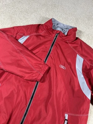 Chaqueta de lluvia Audi cortavientos roja para hombre talla XL con capucha usada en excelente estado Foto 1 de 4