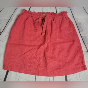 Kenar 100 % Leinen Damen Rock Gr. SM Paperbag Mini elastischer Bund zum Binden Boho rot - Bild 1 von 4