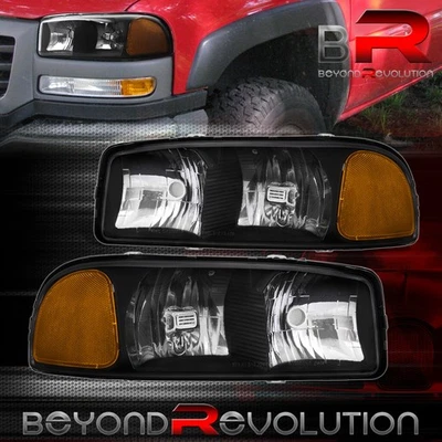 适用于 1999 - 2006 年育空山脉黑色车头灯琥珀色角灯总成对套装 — 第 1/4 张图片