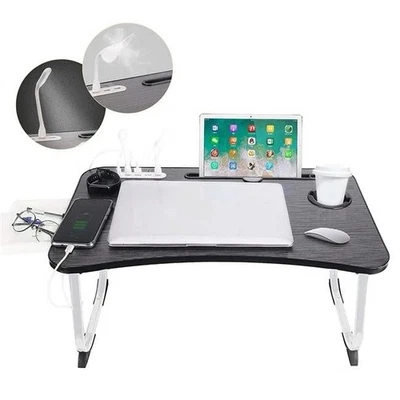 Portable laptop desk with USB, tablet stand, lamp, fan & cup holder  - Image 1 of 4