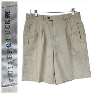 CUTTER & BUCK Men's Gabardine Microfiber Golf Pleated Front 9" Khaki Twill Short - Picture 1 of 6