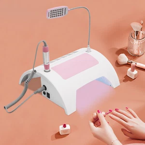 Lámpara de uñas 5 en 1 con colector de polvo, temporizador y cabezales de molienda - Imagen 1 de 24