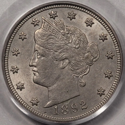 1892 Liberty Nickel PCGS AU-55 Cover