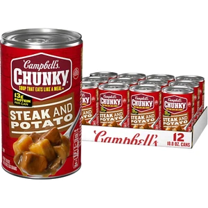 Campbell’s Chunky Soup, Steak and Potato Soup, 18.8 oz Can Pack of 12 - Picture 1 of 8