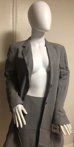 DKNY Women’s 2 Piece NWTs Gray Single Breasted Extra Long Blazer Skirt Suit, Wow - Picture 1 of 18