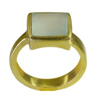 classy Chalcedony Gold Plated Blue Ring genuine jewellery US gift