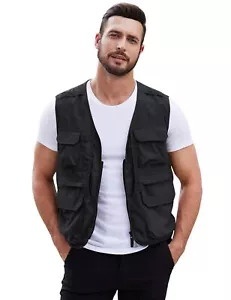 Mens Fishing Vest Summer Outdoor Work Vest Utility Safari Travel Lightweight ... - Picture 1 of 7