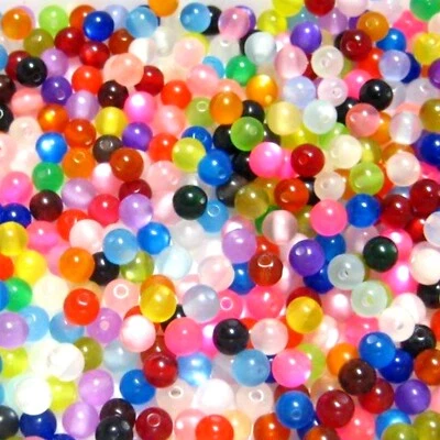 Craft DIY Mixed Color Acrylic Cats eye Round Beads 6mm 8mm 10mm 12mmm Craft - Image 1 of 4