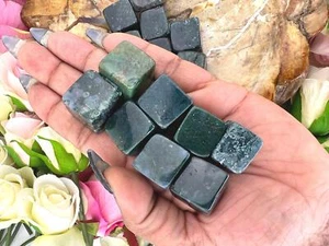 Moss agate mini crystal cube - moss agate cube - moss agate mini cube - small - Picture 1 of 10