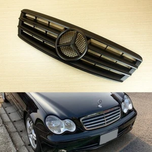 2001-2007 Mist Black Black Front Grill Fit MERCEDES Benz W203 C-class 4DR 4 FINS - Picture 1 of 7