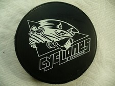 IHL Cincinnati Cyclones White Die Cut Crown Ad Reverse Hockey Puck Collect Pucks