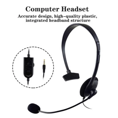 3.5mm Headset Headphones Wired with Microphone Mic for Call PC Computer Laptop - Image 1 of 4