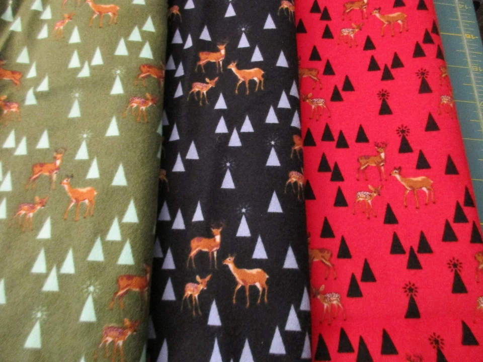 Lot of 3 Fat Quarters New Cotton FLANNEL Fabric Tula Pink Road Trip Deer Trees  - Image 1 of 1