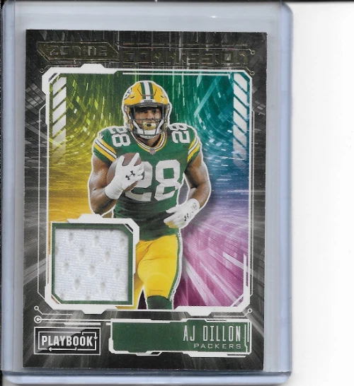 2021 Panini Playbook AJ Dillon Zoning Commission Jersey #ZC-AJD NM - Image 1 of 1