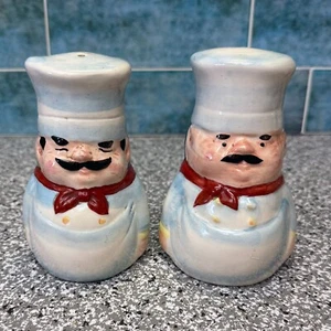 Vintage 5" Tall Ceramic Chefs Figural Salt and Pepper Shaker Set - Picture 1 of 7