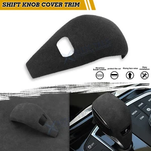 Black Alcantara Suede Leather Gear Shift Knob Cap Cover For BMW 3-Series 2019-up - Picture 1 of 13