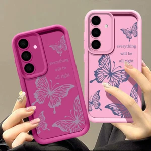 Butterfly Case For Samsung S24 S23 Ultra S22 A55 A15 A14 A54 Silicone Slim Cover - Foto 1 di 17