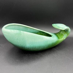 Vintage Hull USA Green Whale Pottery Bowl Planter Candleholder Centerpiece #88 - Picture 1 of 24