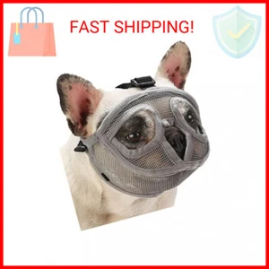BARKLESS Short Snout Dog Muzzle, Breathable Mesh Flat Faced Muzzle for French Bu - Picture 1 of 2