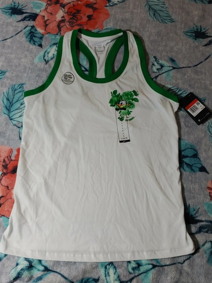 Nike DriFit Cotton Oregon Ducks Puddles Tropical Tank Top Women’s Large Ac2