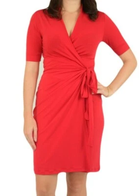 Nuevo vestido envolvente Wendy Williams para mujer talla XS rojo corbata lateral elástico manga larga Foto 1 de 4