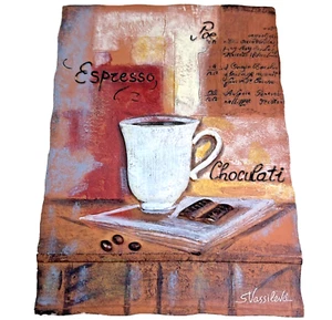 S. Vassileva Espresso Coffee Cafe 3D Wall Tile Hanging Plaque Resin Hand Painted - Picture 1 of 4