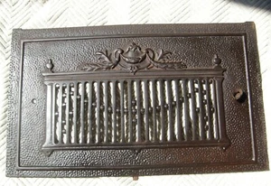 Antike Gusseisen Kamin Herd Rost Abdeckung 20,5" x 12" signiert "OC" - Bild 1 von 8