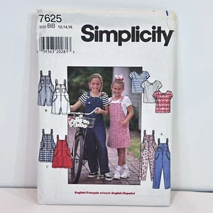 Jumper Top Overalls Girl Child Size 12-16 Simplicity Sewing Pattern 7625 Uncut - Picture 1 of 4