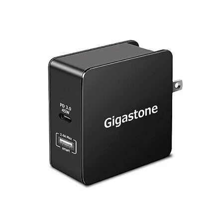 Gigastone USB-C 60W Wall Charger Power Delivery PD 3.0 45W Fast Charge, Foldable - Image 1 of 4