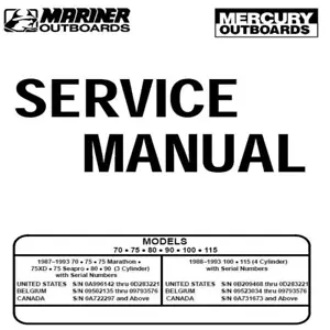 Service Manual for Mercury 70 75 80 90 100 115 Outboard 1988-1993 on a USB - Picture 1 of 1