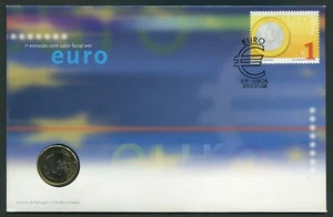 Portugal 2002.01.02. 1€ First Day of Circulation KM#746 Bi-Metallic BU in Cover - Picture 1 of 4