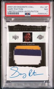 2003 UD EXQUISITE COLL LTD LOGOS AUTO PATCH #LL-GP GARY PAYTON 32/75 PSA 7 - Picture 1 of 2