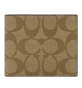 Coach F66551 Men's Wallet ID Bill Signature Tan Canvas Coated/ Leather … - Picture 1 of 6