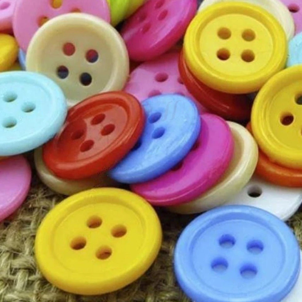 25pcs Mixed Colour Buttons 12.5mm 4-Hole Round Shape Plastic Resin Holes Sewing - Image 1 of 1