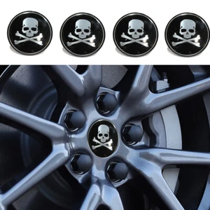 4x Car Wheel Tire Hub Center Caps Emblem Sticker Cross Skull Badge Cover - Picture 1 of 12